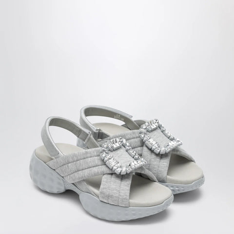 ROGER VIVIER Viv' Run slingback sandals grey with crystals