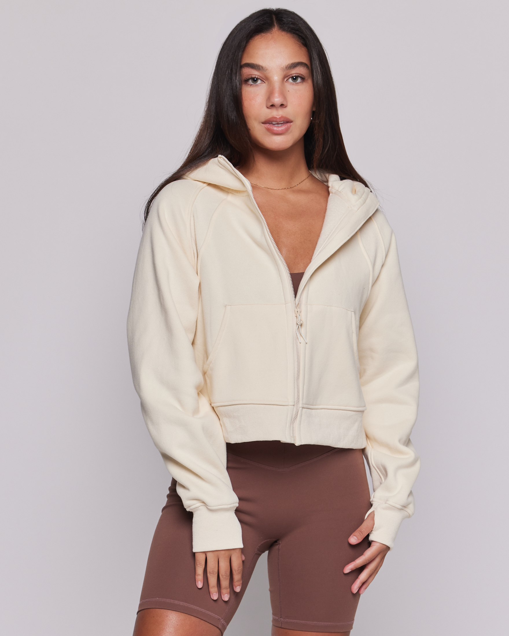 Effortless Fleece Full Zip Hoodie-rebody-Bone-XS/S-Urbanheer