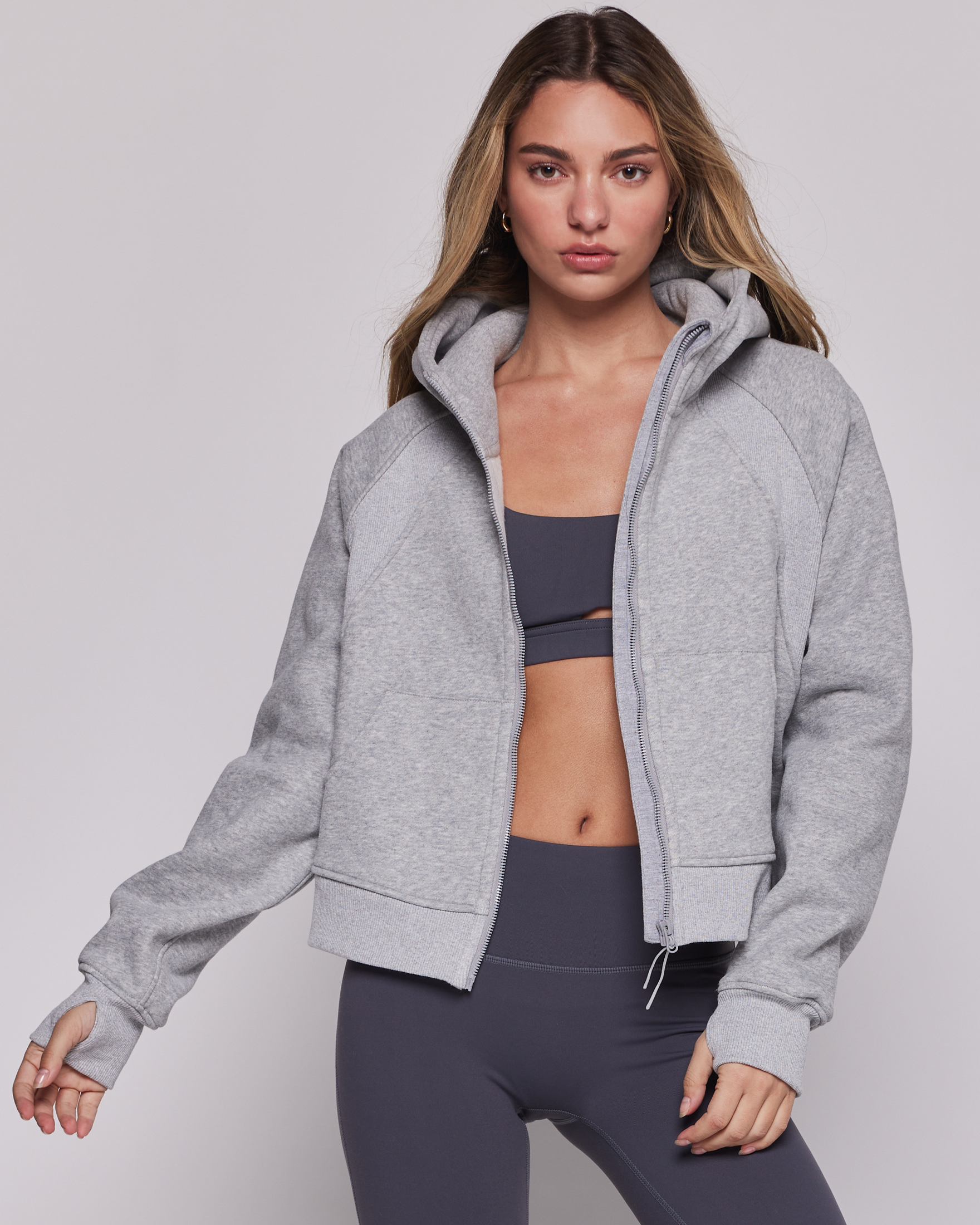 Effortless Fleece Full Zip Hoodie-rebody-Heather Grey-XS/S-Urbanheer