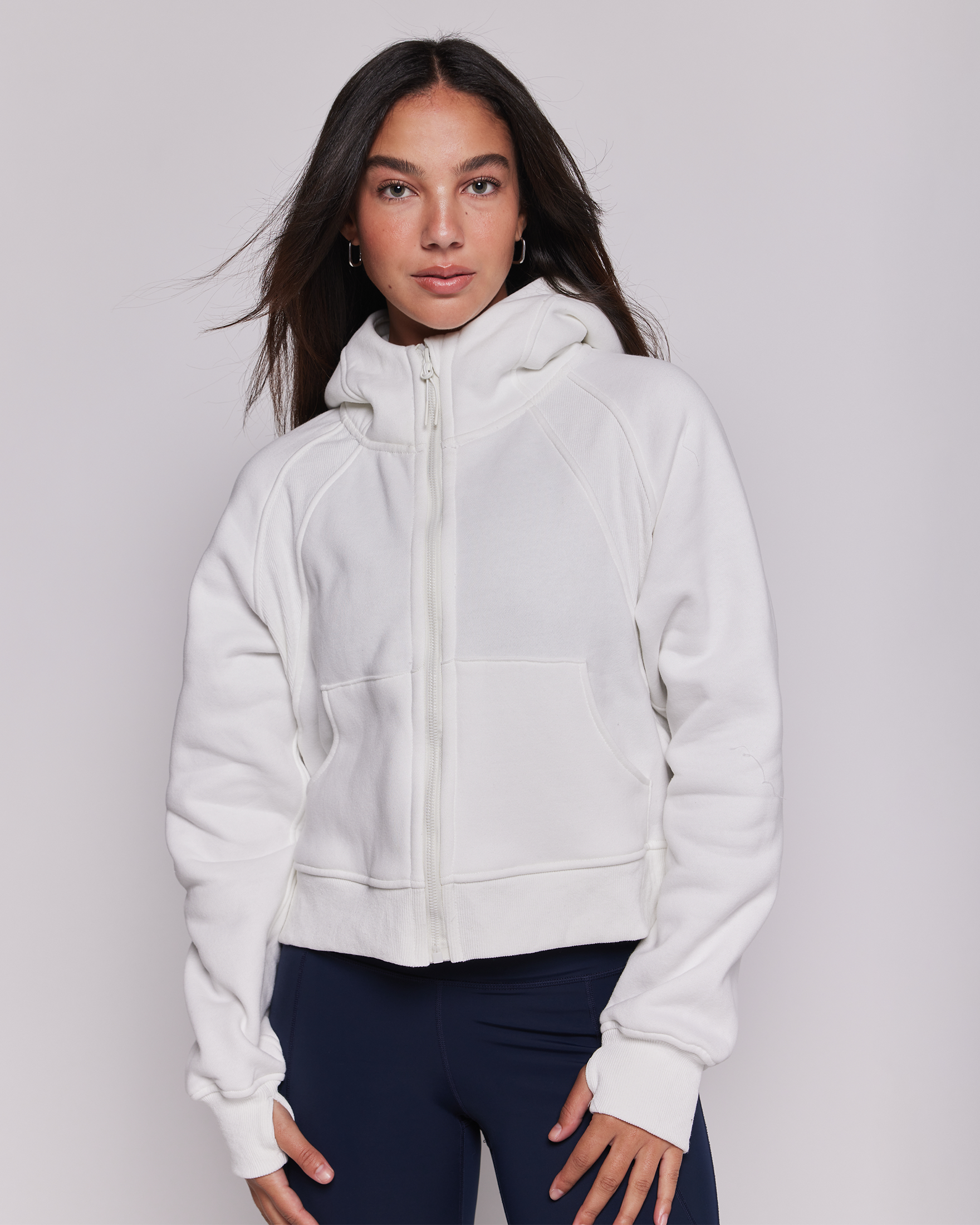 Effortless Fleece Full Zip Hoodie-rebody-Brilliant White-XS/S-Urbanheer