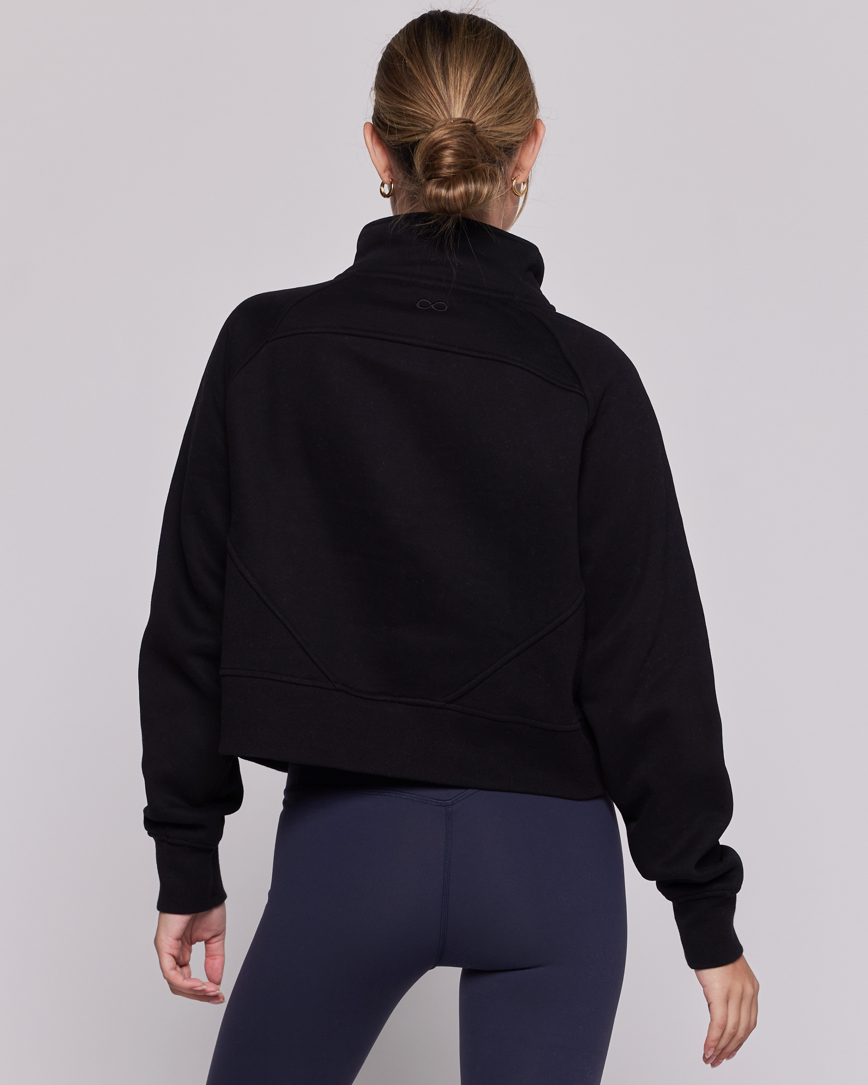 Effortless Fleece Crop Half Zip Jacket-rebody-Black-XS/S-Urbanheer