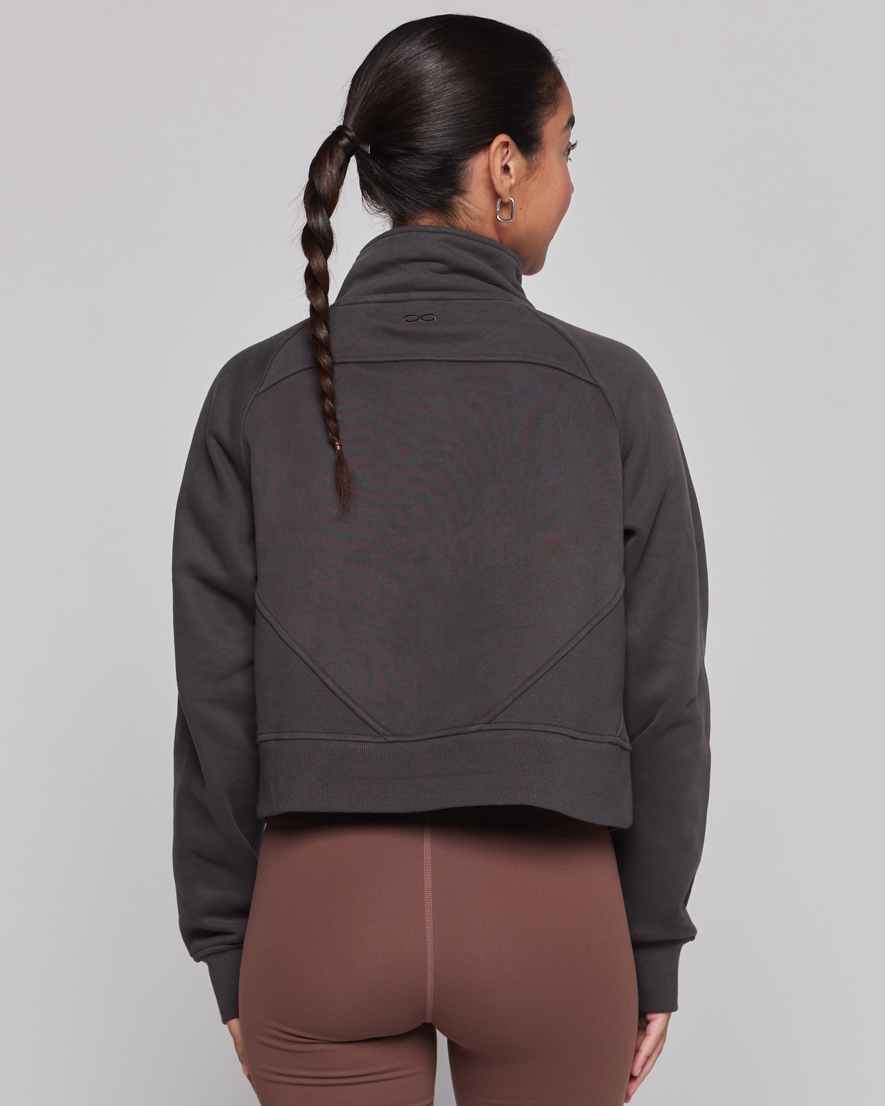 Effortless Fleece Crop Half Zip Jacket-rebody-Black-XS/S-Urbanheer