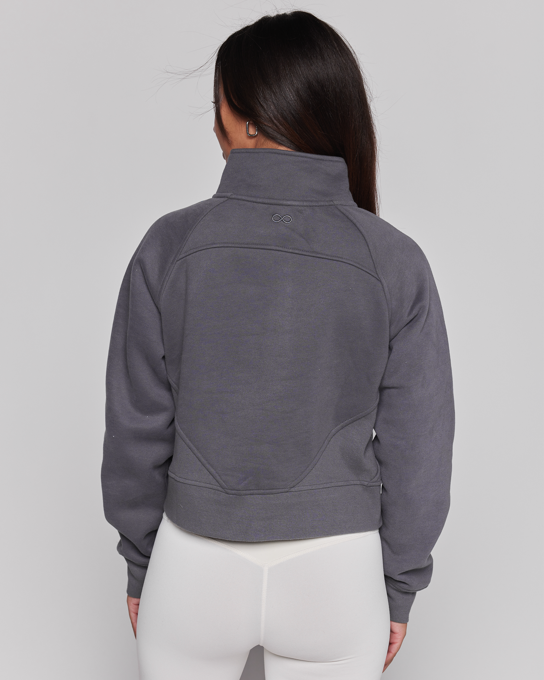 Effortless Fleece Crop Half Zip Jacket-rebody-Black-XS/S-Urbanheer