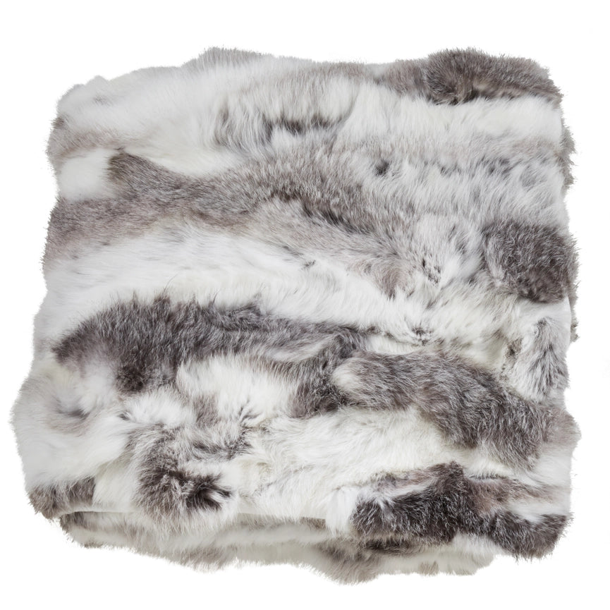 Rabbit Fur Throw-Blankets-Saro Lifestyle-50"x60"-Grey-Urbanheer