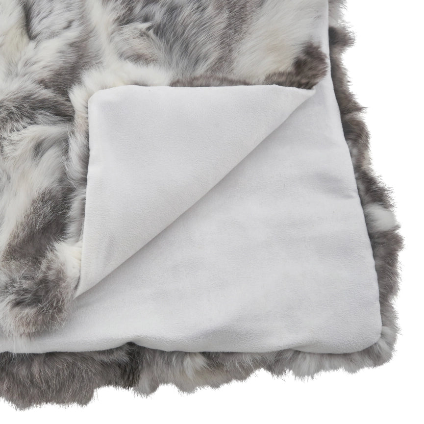 Rabbit Fur Throw-Blankets-Saro Lifestyle-50"x60"-Grey-Urbanheer