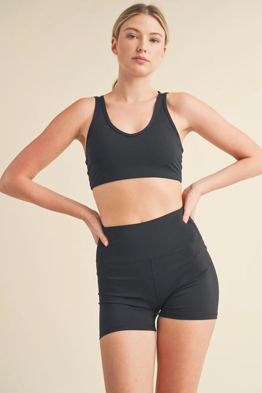 Racerback Bra And Shorts Set Black-Set-Kimberly C-S-Urbanheer
