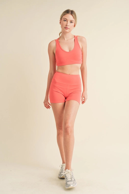 Racerback Bra And Shorts Set Red-Set-Kimberly C-S-Urbanheer