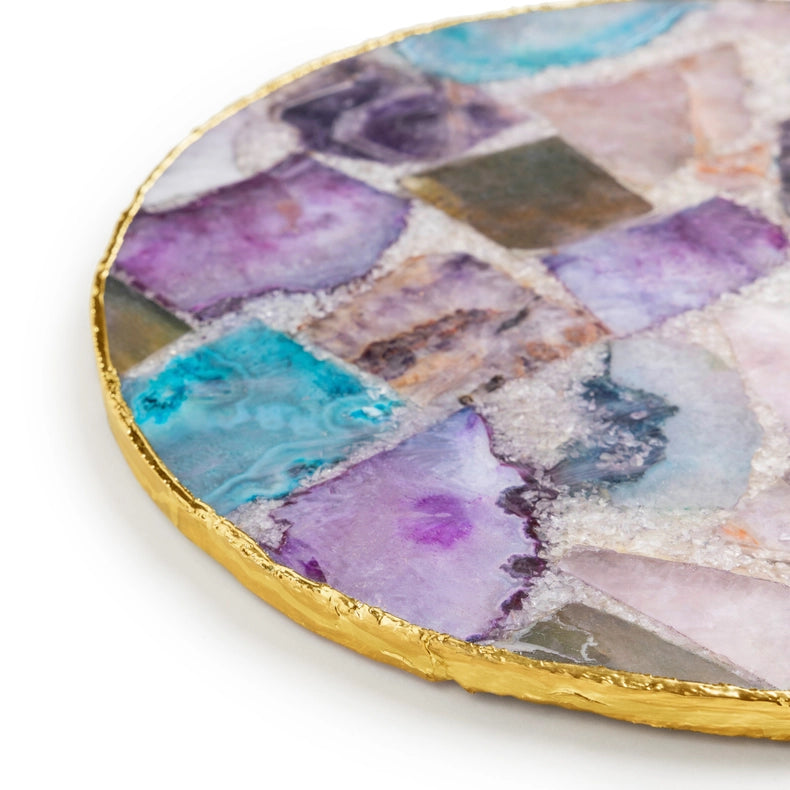 Radiance Agate & Gold Cheese Board, Large-Cheese Board-GAURI KOHLI-12" x 12" inches-Urbanheer