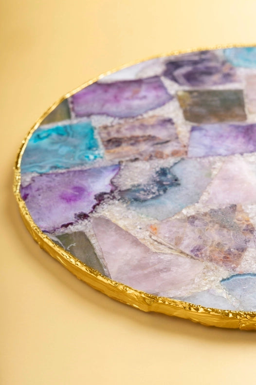 Radiance Agate & Gold Cheese Board, Large-Cheese Board-GAURI KOHLI-12" x 12" inches-Urbanheer