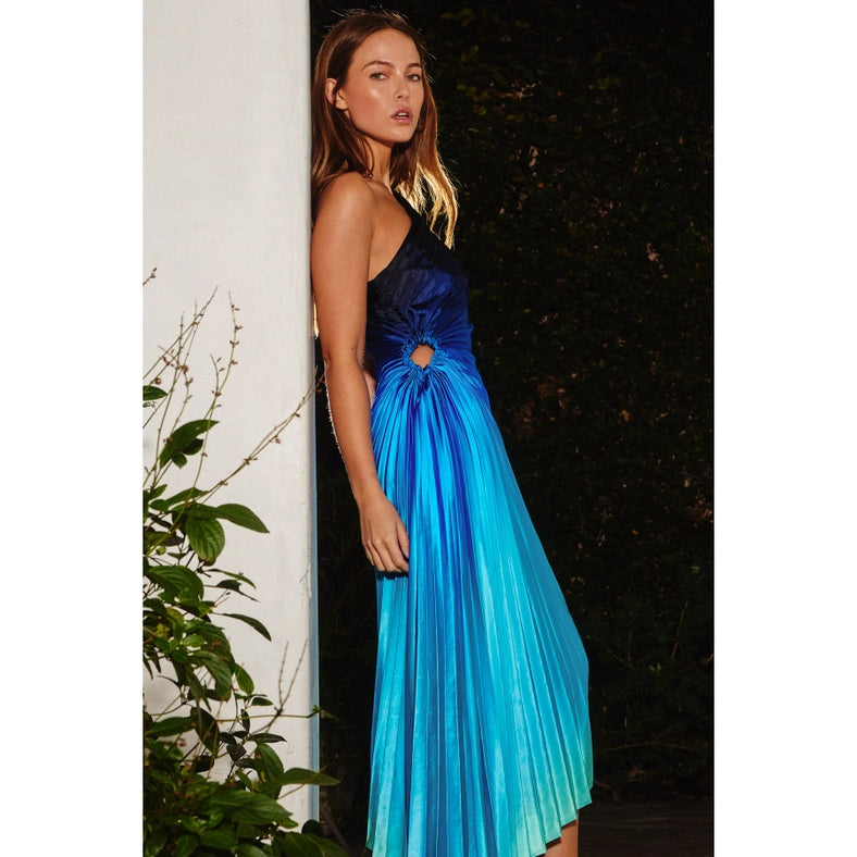 Radiance Ombre Asymmetrical Pleated Maxi Dress-Dress-Dress Forum-S-OCEAN BREEZE-Urbanheer