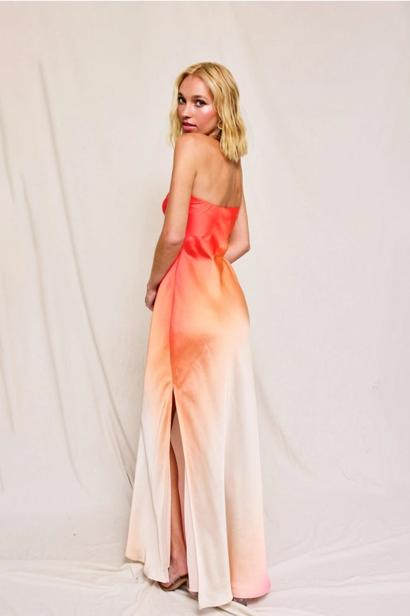 Radiance Ombre Strapless Bias Cut Maxi Dress HIBISCUS COSMO-Dress-Dress Forum-S-HIBISCUS COSMO-Urbanheer