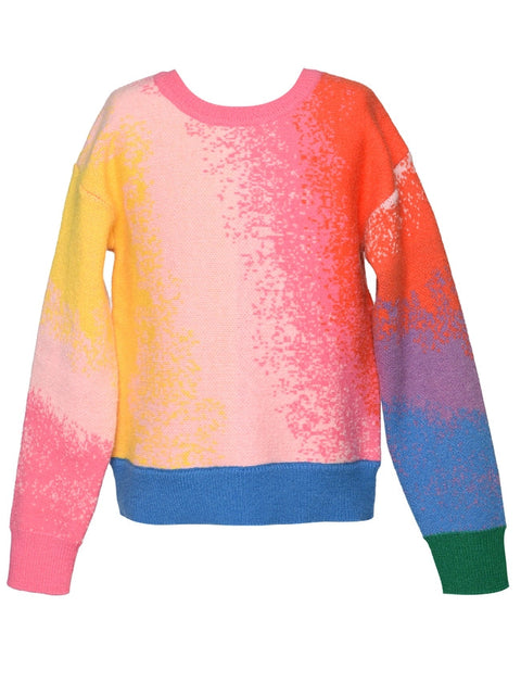 Rainbow Color Block Sweater-Sweater-Hannah Banana-4-PINK MULTI-Urbanheer