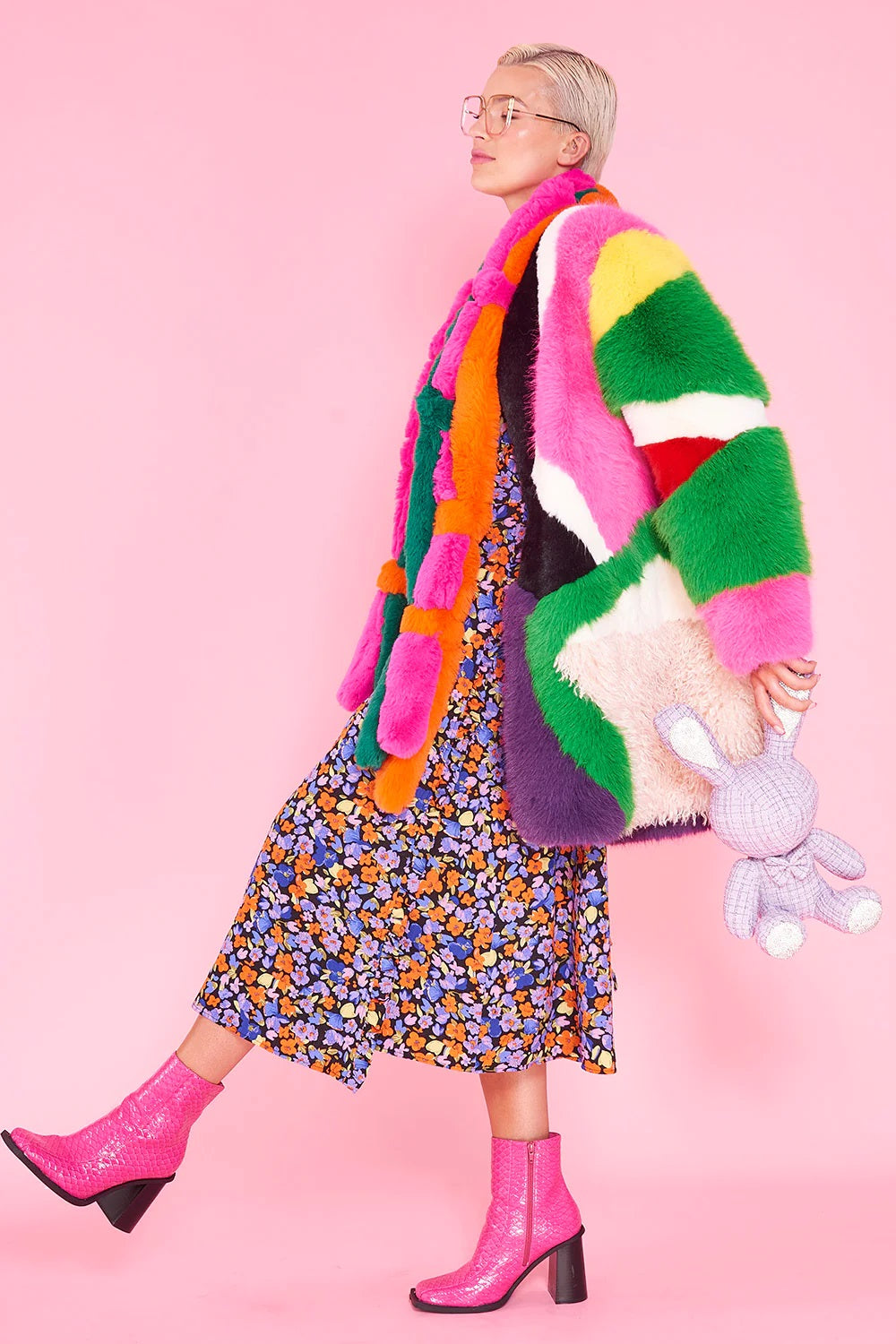 Rainbow Faux Fur Coat-Faux Fur Coats-Buy Me Fur Ltd-S-M-Multicolor-Faux Fur-Urbanheer