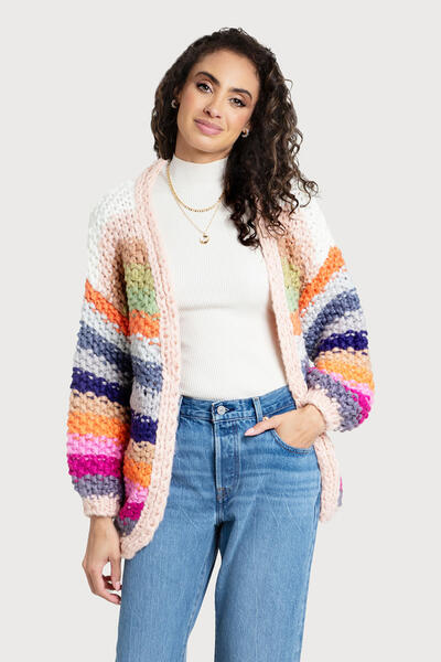 Rainbow Knitted Cardigan Ivory-Cardigan-SAACHI-Ivory-Urbanheer