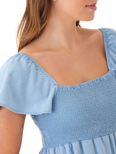 Ramira Stretch Chambray Top