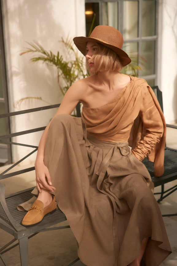 Random Luck Linen Blouse-Blouse-Dor Raw Luxury-S-Camel-Urbanheer