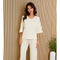 Raw Edge Elastic Waist Pants with Drawcord Cream-Pants-MILIO MILANO-XS-Cream-Urbanheer