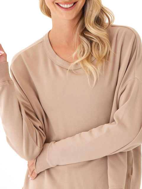 Raylin Feather Fleece Back Detail Top