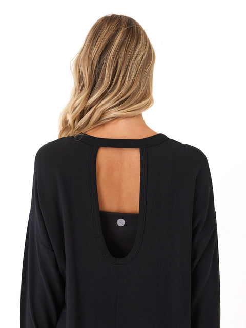 Raylin Feather Fleece Back Detail Top