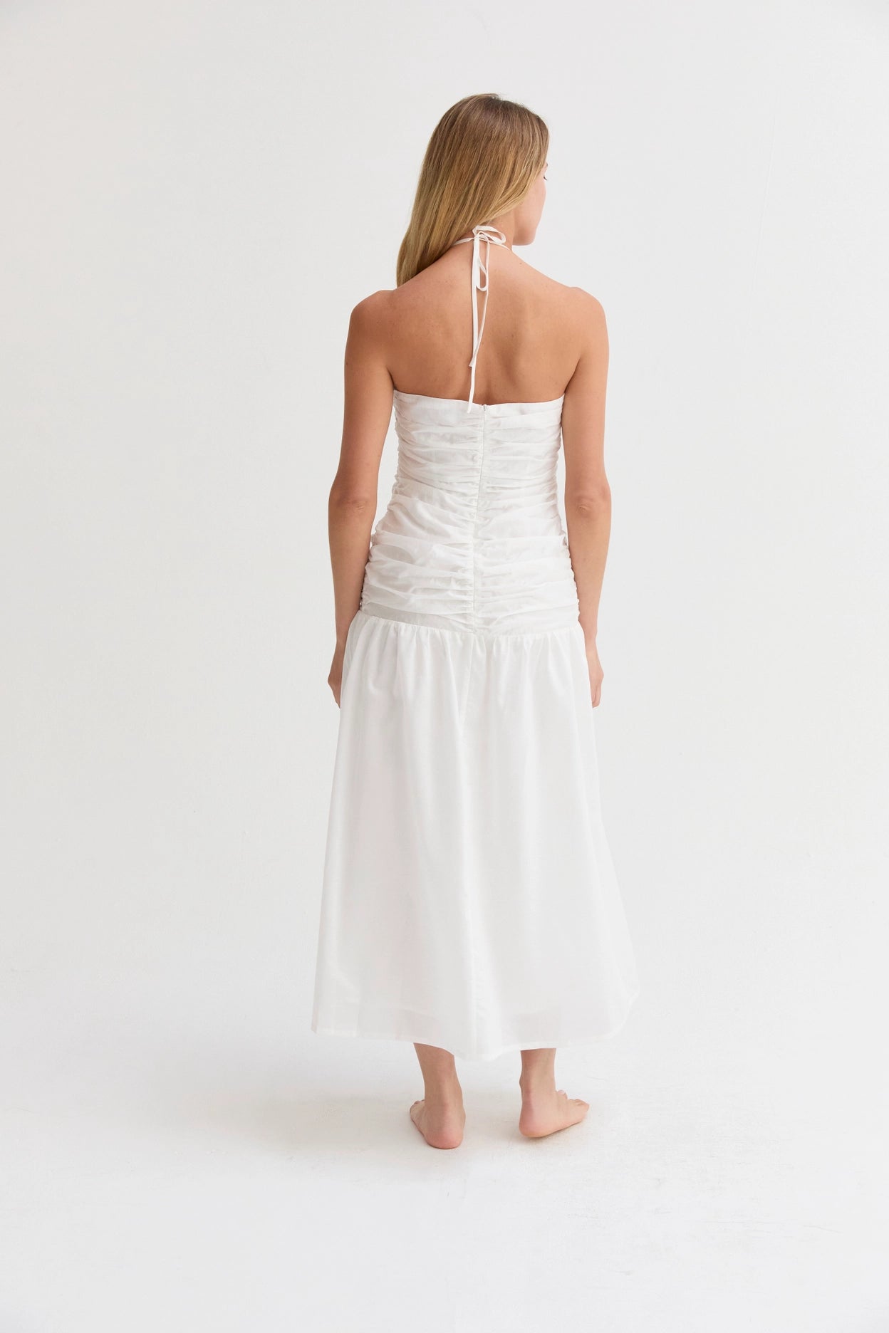 Rayna Shirred Halter Midi Dress