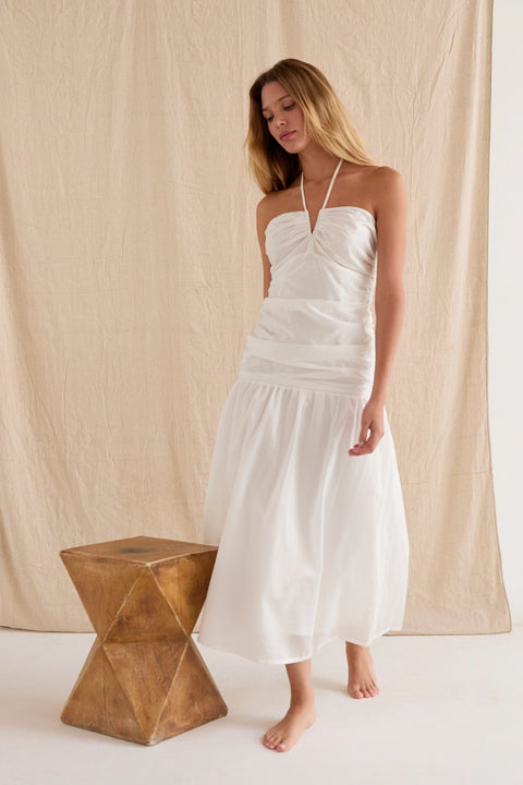 Rayna Shirred Halter Midi Dress