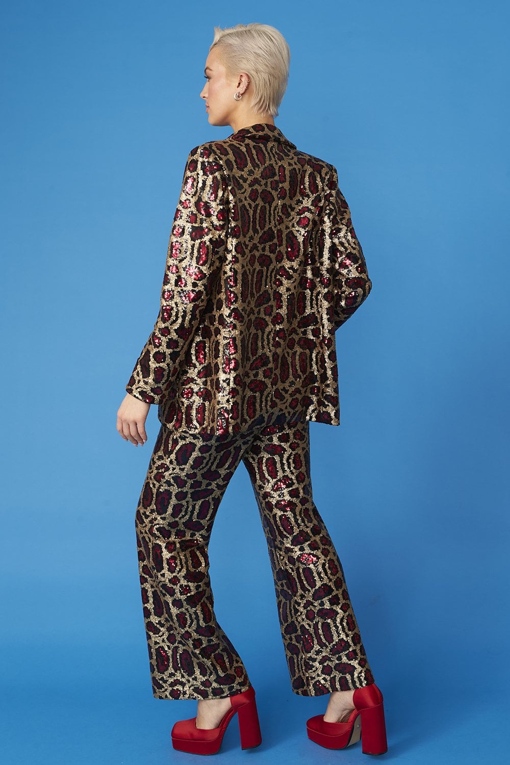 Red Bamboo Animal Print Sequin Blazer-Jackets & Blazers-Buy Me Fur Ltd-S-M-Red-Bamboo-Urbanheer