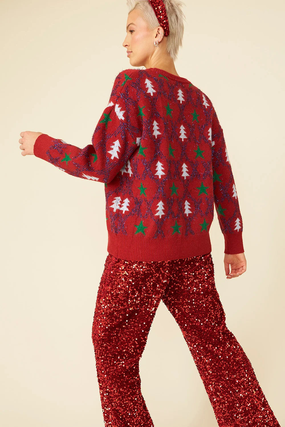 Red Cashmere And Banana Blend Christmas Jumper-Tops-Buy Me Fur Ltd-One Size-Red-Banana Peel-Urbanheer