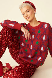 Red Cashmere and Banana Blend Christmas Jumper-Tops-Buy Me Fur Ltd-One Size-Red-Banana Peel-Urbanheer