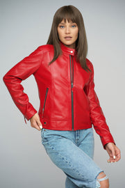 Red Genuine Cropped Leather Jacket-Leather Jackets-Buy Me Fur Ltd-Red-S-Genuine Leather-Urbanheer