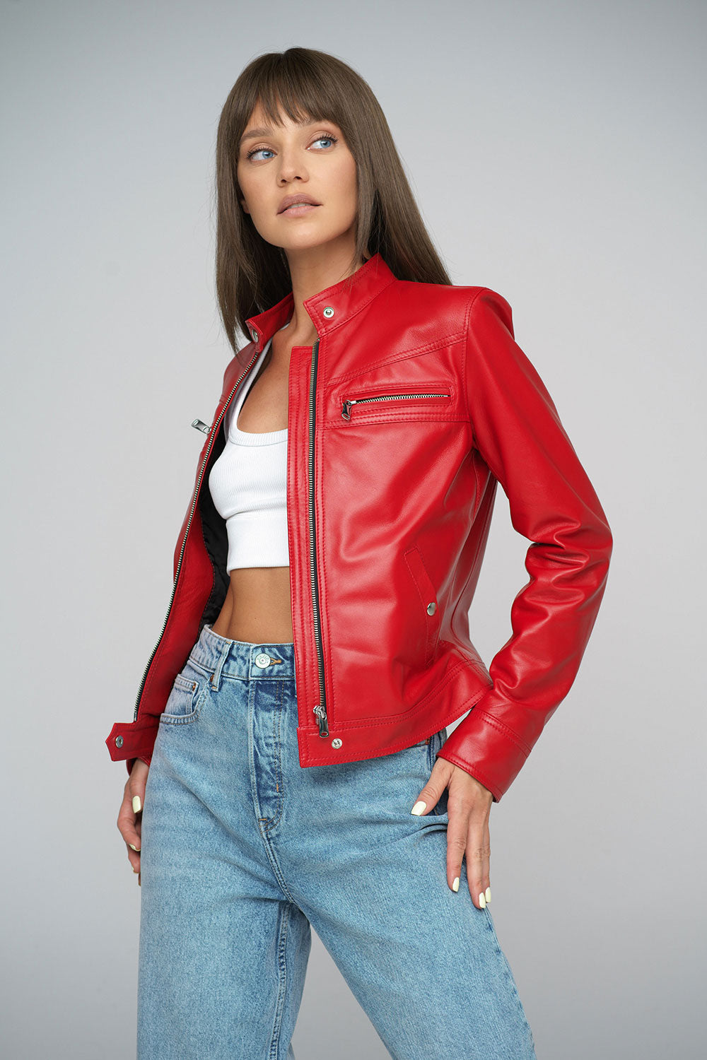Red Genuine Lambskin Jacket-Leather Jackets-Buy Me Fur Ltd-Red-XS-Genuine Lambskin Leather-Urbanheer