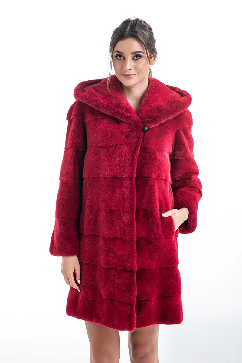 Red Genuine Mink Fur Midi Hooded Coat-Fur Coats-Buy Me Fur Ltd-Red-S-Genuine Mink Fur-Urbanheer