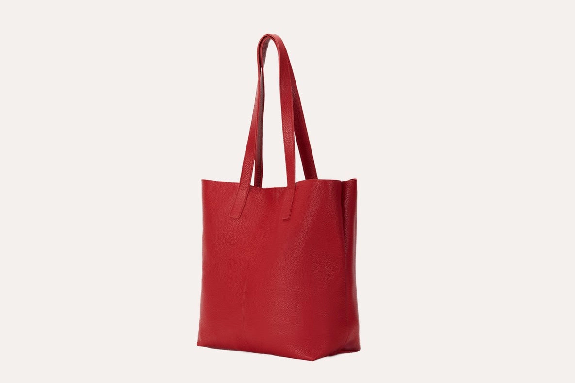 Red Journalist Tote-Tote Bags-Kiko Leather-14" L x 17" W x 7.5" D-Urbanheer