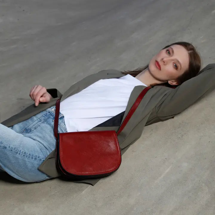 Red Leather Cross Body Bag - Moonfleet-Cross Body Bag-Time Resistance-Red-Urbanheer