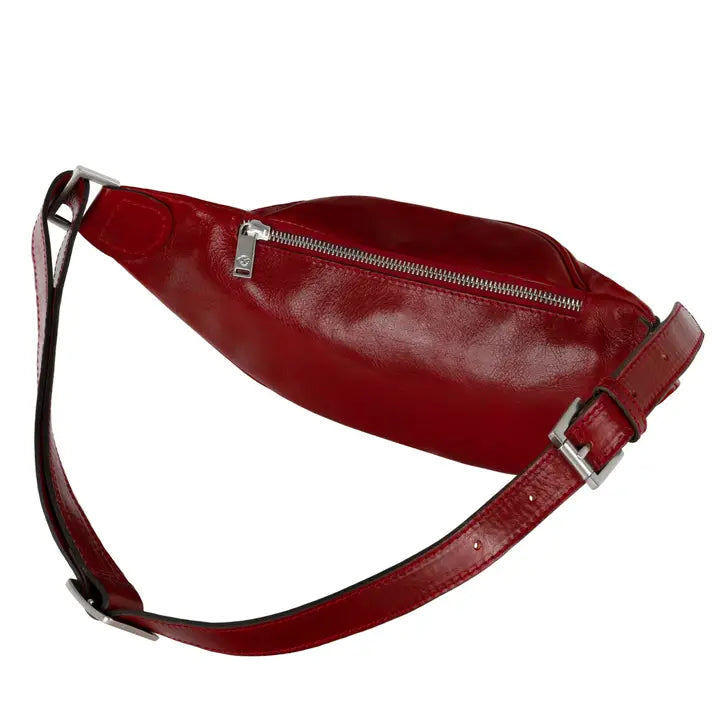 Red Leather Fanny Pack Belly Bag - Independent People-Fanny Pack-Time Resistance-Red-Urbanheer