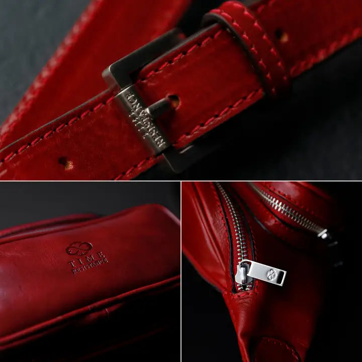 Red Leather Fanny Pack Belly Bag - Independent People-Fanny Pack-Time Resistance-Red-Urbanheer