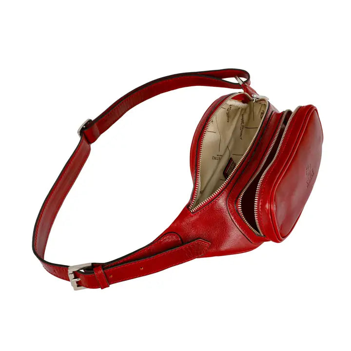Red Leather Fanny Pack Belly Bag - Independent People-Fanny Pack-Time Resistance-Red-Urbanheer