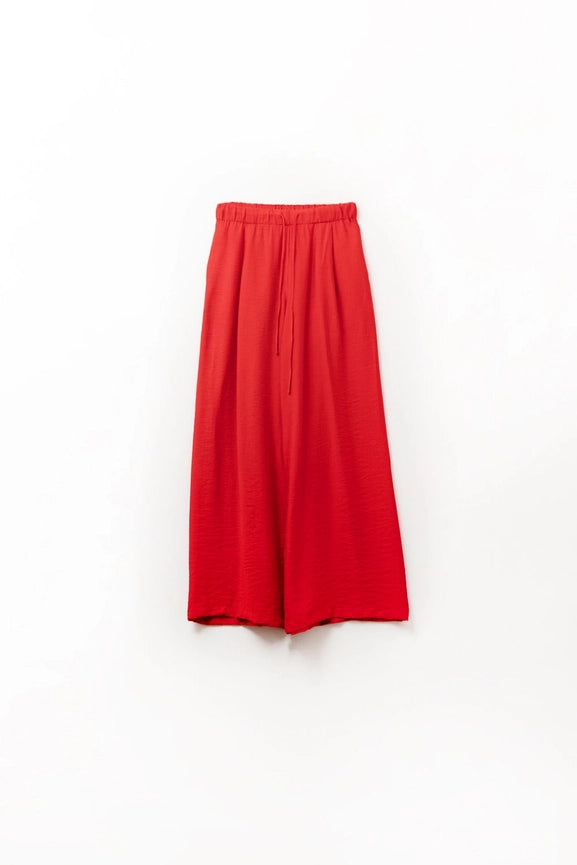 Red Pants with Wide Leg in Light Viscose Fabric-Pants-Q2-L-RED-Urbanheer