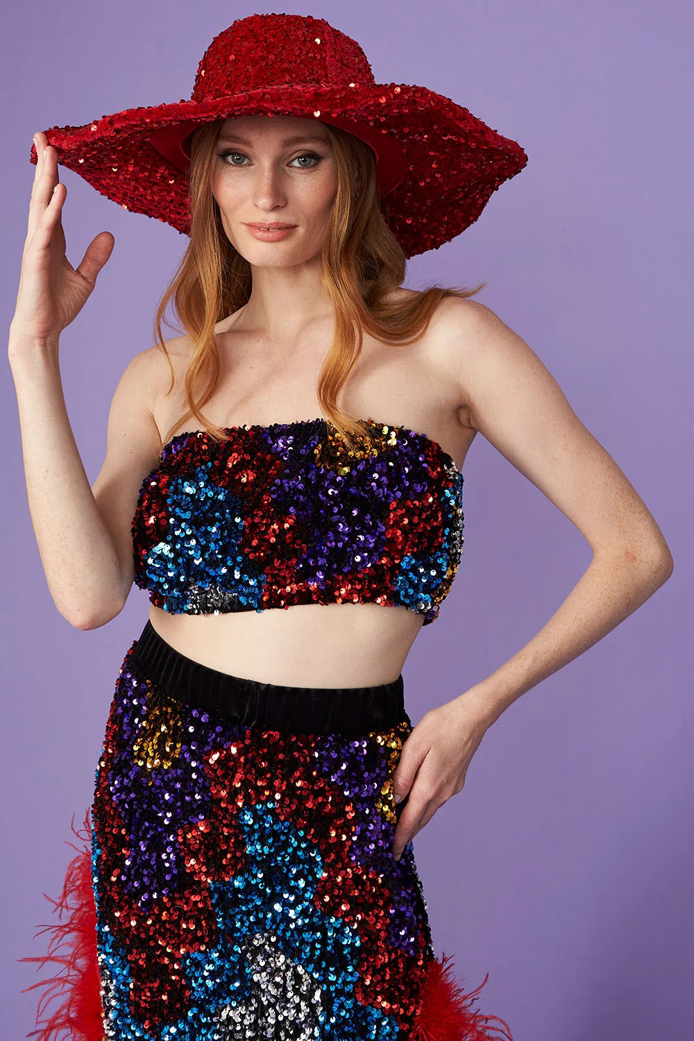 Red Sequin Handmade Flapper Hat-Hats-Buy Me Fur Ltd-One Size-Red-Sequin-Urbanheer