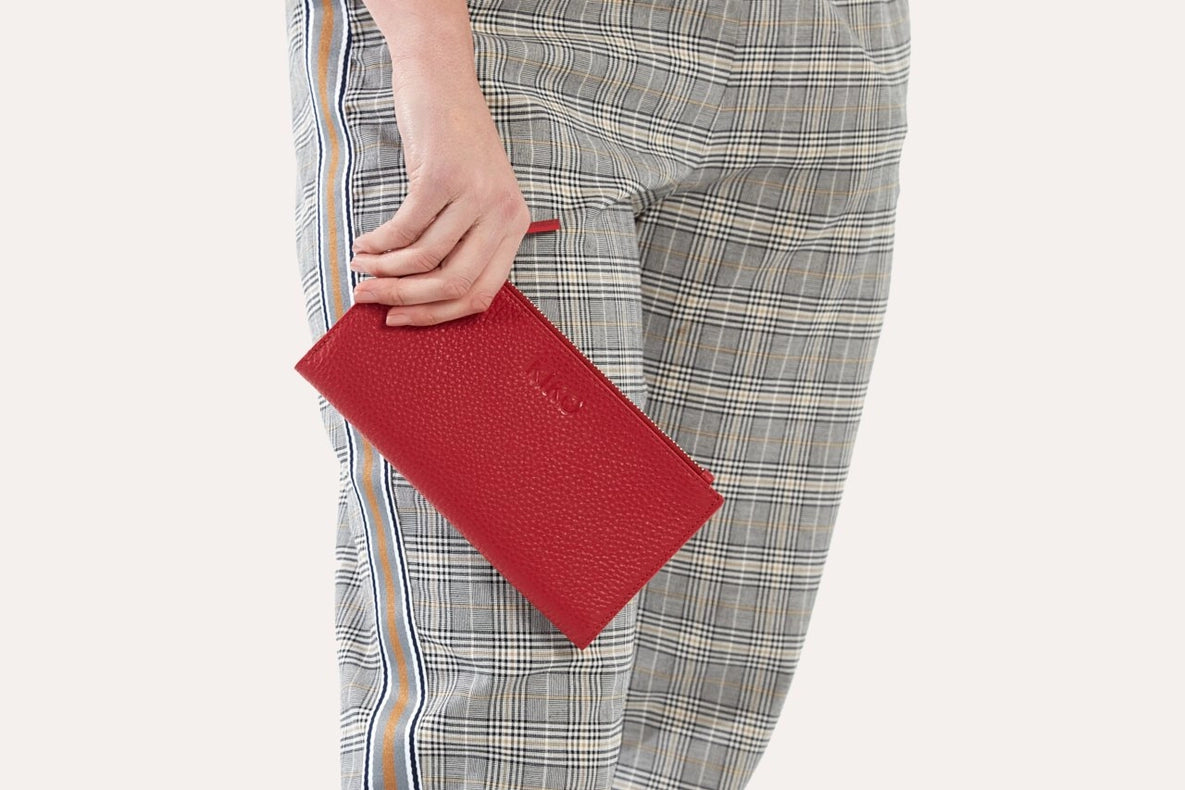 Red Top Zip Wallet-Wallet-Kiko Leather-7 ¾” L x 4” W-Urbanheer