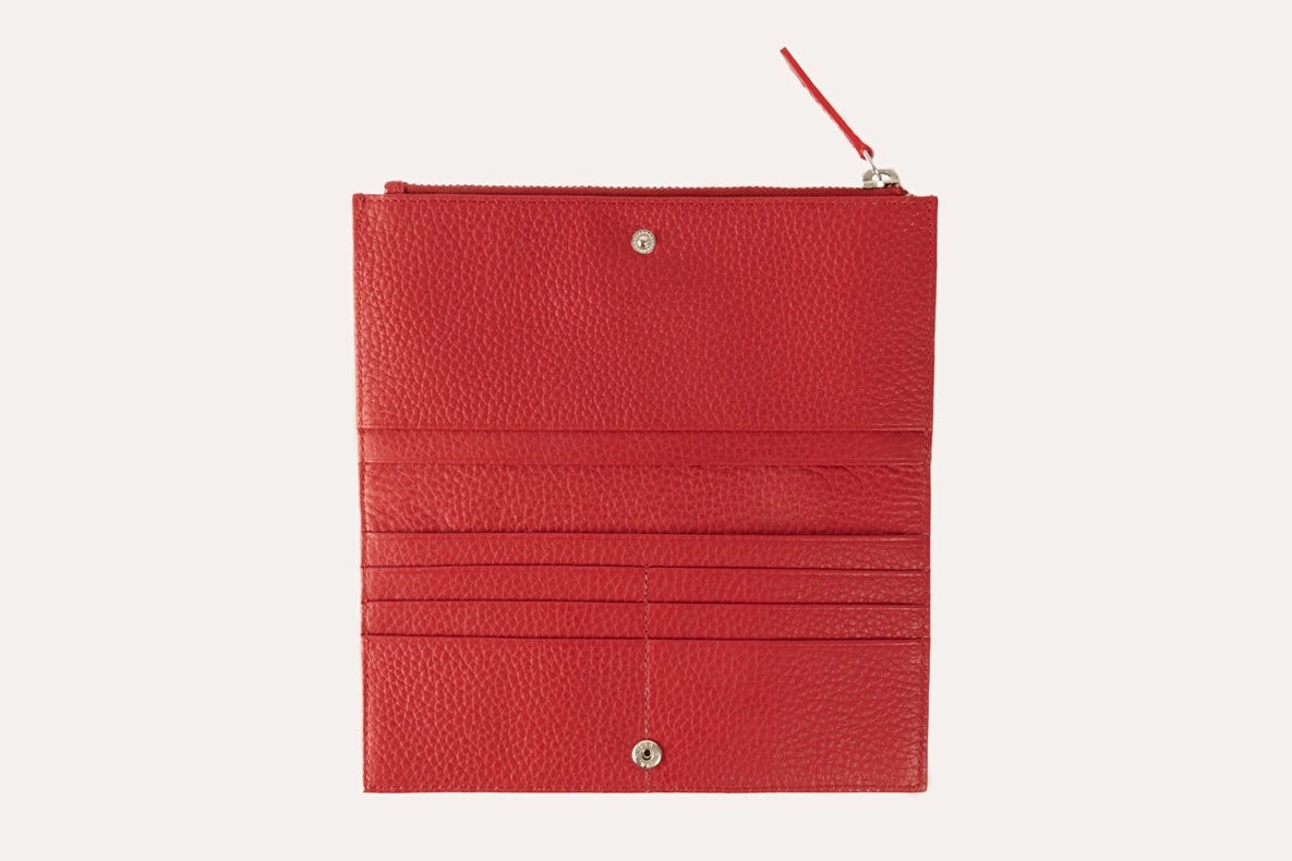 Red Top Zip Wallet-Wallet-Kiko Leather-7 ¾” L x 4” W-Urbanheer