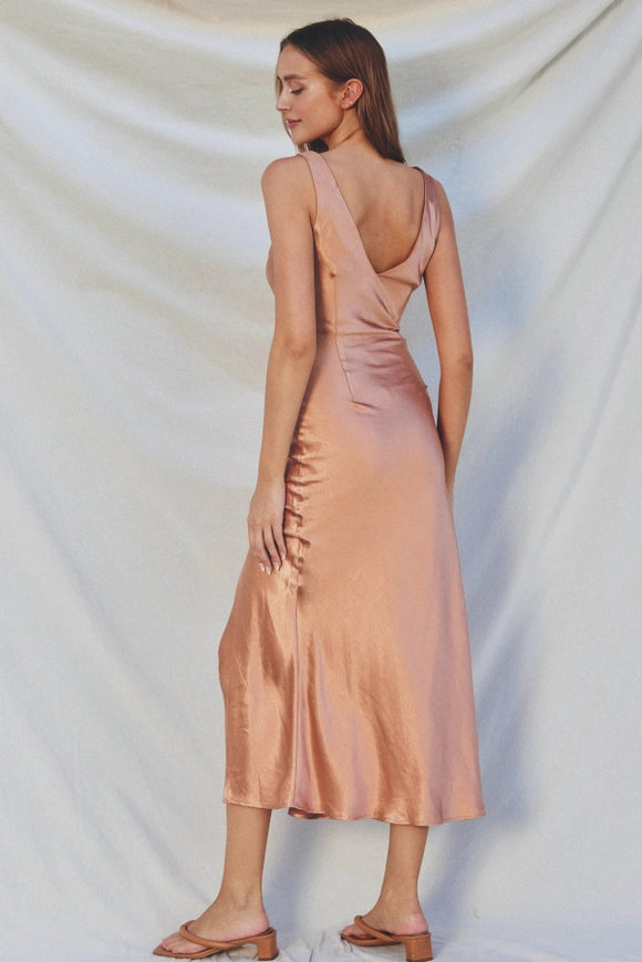 Reflection Deep Drape Neck Midi Dress-Dress-Dress Forum-S-GOLDEN SAND-Urbanheer