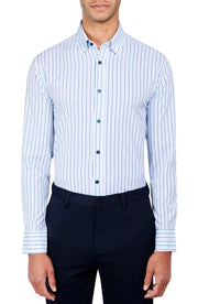 Regular Fit Stripe Dress Shirt-Shirt-W.R.K-15-Blue-Urbanheer