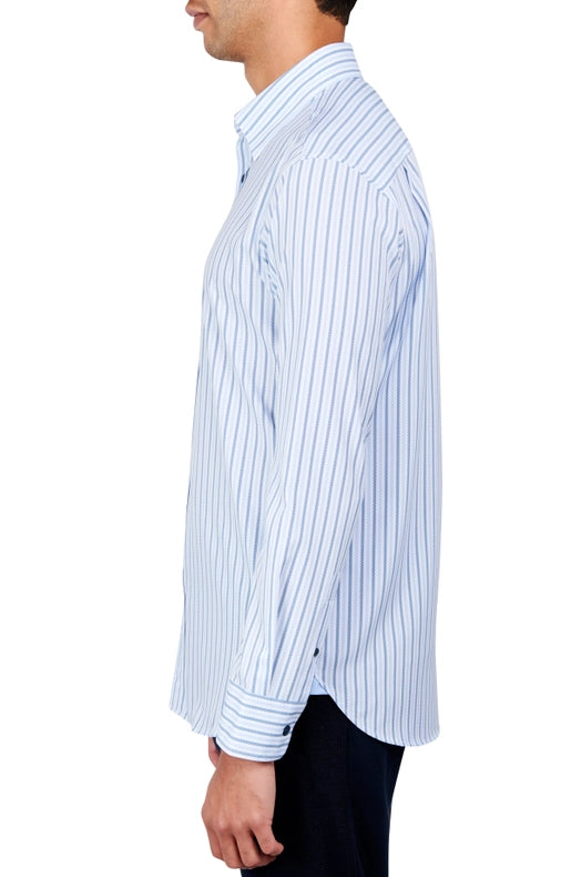 Regular Fit Stripe Dress Shirt-Shirt-W.R.K-15-Blue-Urbanheer