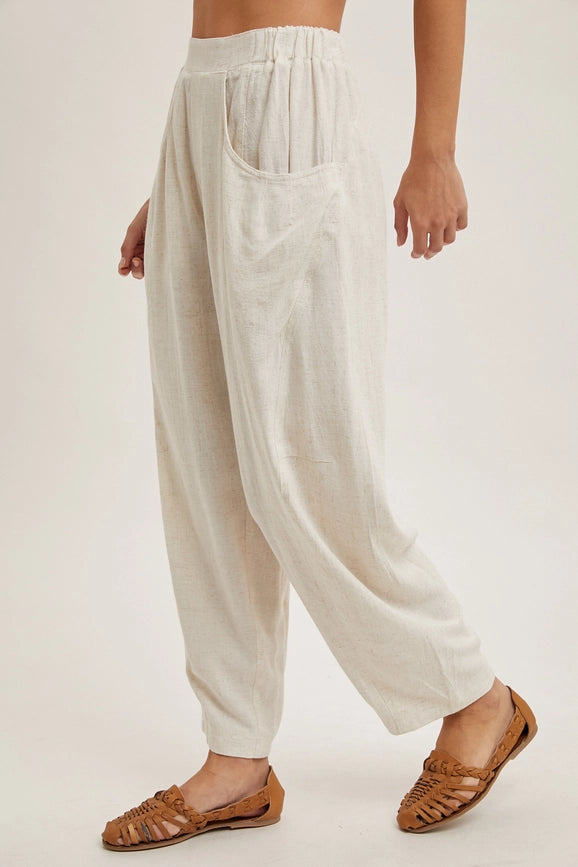 Relaxed Barrel Pants OATMEAL-Pants-Peace Love Line-S-OATMEAL-Urbanheer