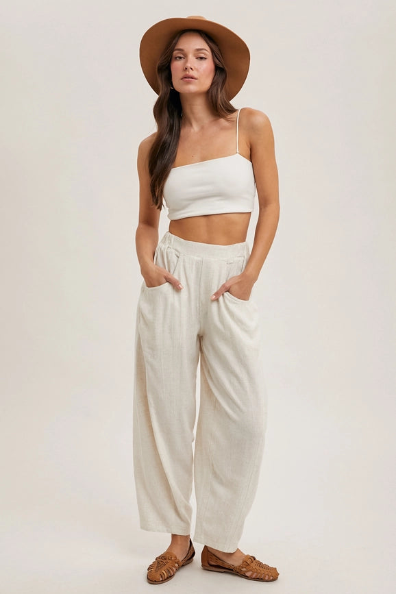 Relaxed Barrel Pants OATMEAL-Pants-Peace Love Line-S-OATMEAL-Urbanheer