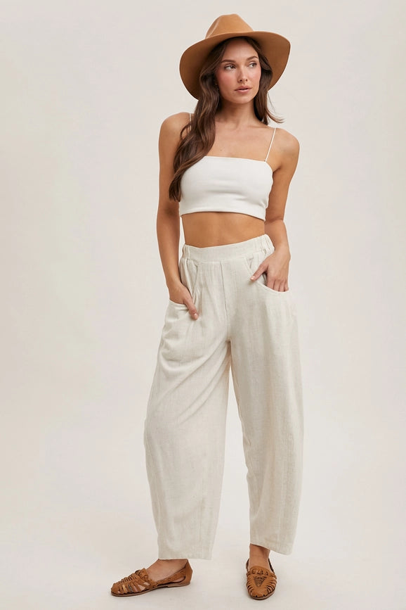 Relaxed Barrel Pants OATMEAL-Pants-Peace Love Line-S-OATMEAL-Urbanheer
