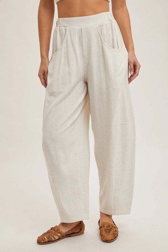 Relaxed Barrel Pants OATMEAL-Pants-Peace Love Line-S-OATMEAL-Urbanheer