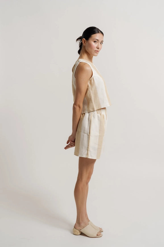Relaxed Easy Tulum Cotton Short, Ivory/Putty-Shorts-LAUDE the Label-XS-Ivory/Putty-Urbanheer