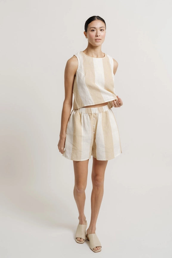 Relaxed Easy Tulum Cotton Short, Ivory/Putty-Shorts-LAUDE the Label-XS-Ivory/Putty-Urbanheer