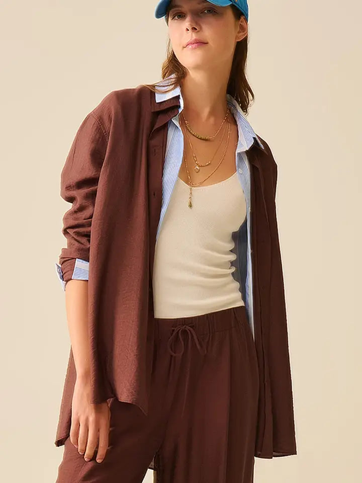 Relaxed Fit Brown Shirt Long Sleeves-Shirt-Q2-S-Brown-Urbanheer